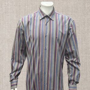 Luchiano Visconti Black Label Limited Striped Multi-Color Dress Shirt XL Turkey